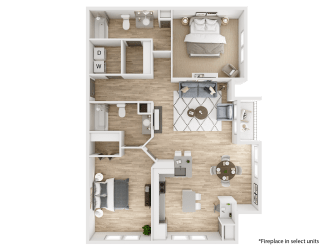 Viridian Apartment 3D Floor Plans - Opal 1