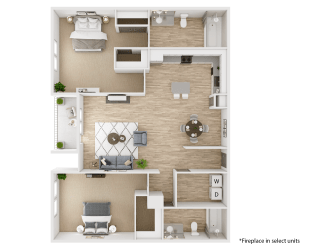 Viridian Apartment 3D Floor Plans - Ruby