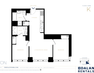 The Paxton Line K Floorplan 2 bed 2 bath at The Paxton, Brooklyn, New York