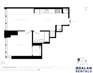The Paxton Line F Floorplan 1 bed 1 bath at The Paxton, Brooklyn, NY