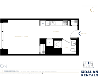 The Paxton Line C Floorplan Studio 1 bath at The Paxton, Brooklyn, 11201