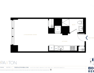 The Paxton Line E Floorplan Studio 1 bath at The Paxton, Brooklyn, New York