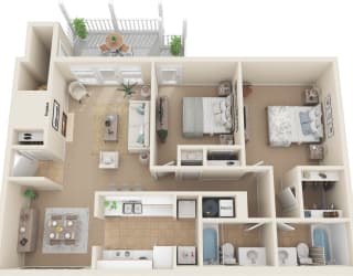 a floor plan of a 2 bedroom apartment at the crossings in indianapolis