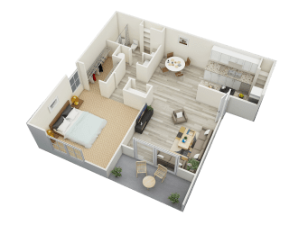 bedroom floor plan at the crossing apartments in denham springs, la