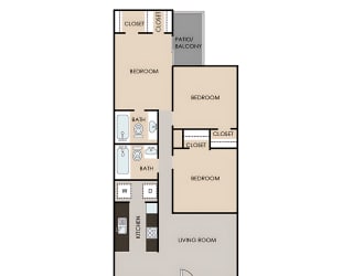 a floor plan of a studio apartment with a bedroom and a living room