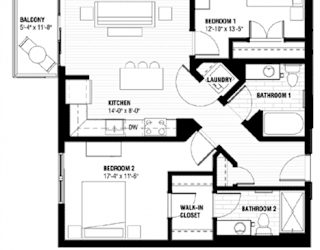 Madison Floor Plan at Third North Apartments, Minneapolis, MN 55401