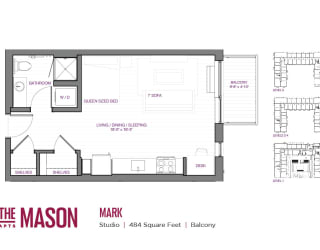 Mark Floor Plan with Balcony at The Mason, St. Paul, 55114