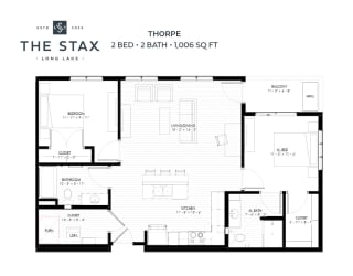 Thorpe 2 Bedroom Layout at The Stax of Long Lake in Long Lake, MN