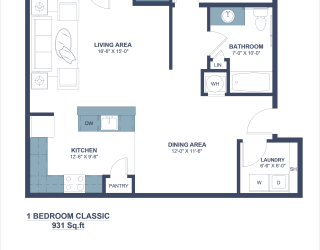 a floor plan of a unit with a bedroom and a living room