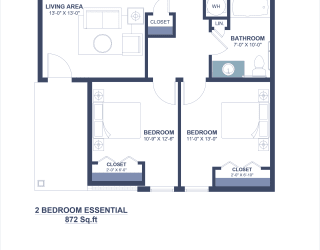 a floor plan of a 2 bedroom apartment