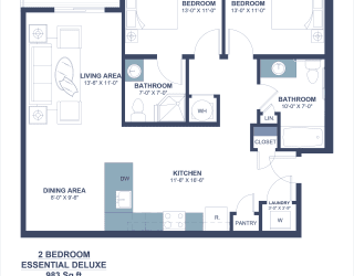 a floor plan of a unit with a bedroom and a living room