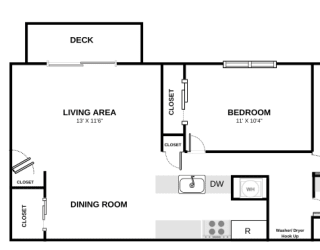 a floor plan of a house with a bedroom and a living room
