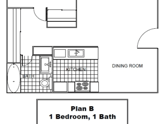 Plan B floorplan at Casa Del Amo Apartments, California