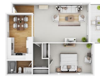 1 bedroom floor plan at Casa De Oro Apartments, California, 90505