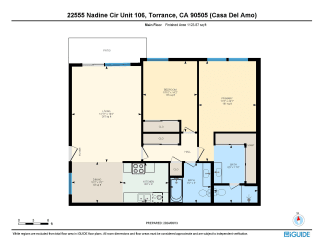 Unit 106 floor plan at Casa Del Amo Apartments, Torrance California