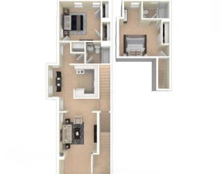 Floor Plan 2 Bedroom 60%