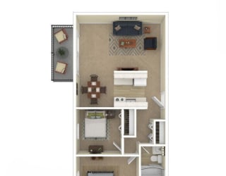 a floor plan of a house with a bedroom and a living room