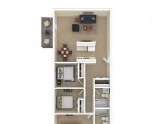 a floor plan with a bedroom and a living room