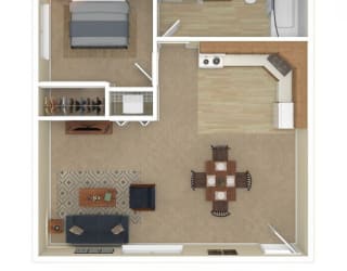 a bedroom floor plan with a living room and a dining room