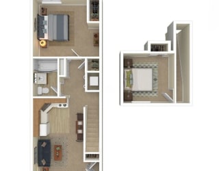a difference between a studio and a 1 bedroom floor plan