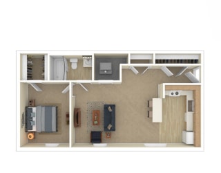 a bedroom floor plan with furniture and a closet