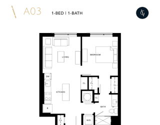 a floor plan of a unit with a bedroom and a bathroom
