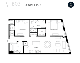 the floor plan of a 2 bed apartment