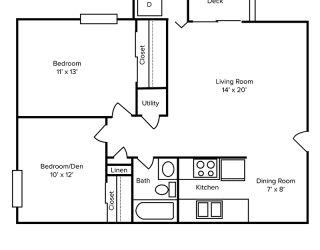 B1 Floor Plan at Dunwoody Pointe Apartments in Sandy Springs, Georgia, GA
