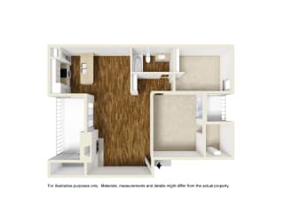 B1 3D floor plan of Montfort Crossing in Dallas, TX