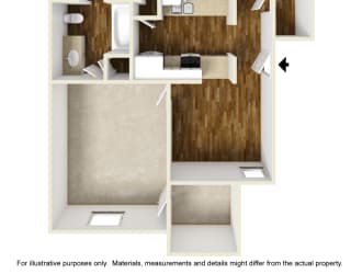 A4 3D Floor Plan at Noel on the Parkway Apartments in Dallas, Texas, TX