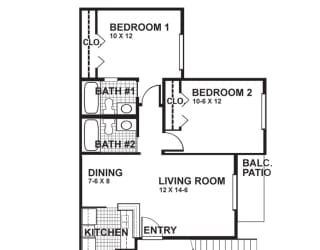 B1 floor plan of Oaks of Denton in Denton, TX