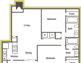 B2 Floorplan at Walnut Creek Crossing Apartments