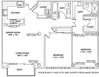 Floor Plan V - 2 Bedroom Apartment