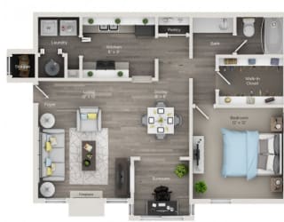 Magnolia Floor Plan at Edgemont Apartments, PRG Real Estate, Greenville, 29615
