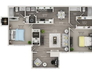 Dogwood Floor Plan at Edgemont Apartments, PRG Real Estate, Greenville