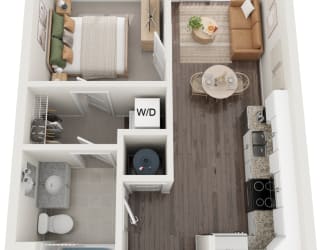 Jefferson 1 Bed 1 Bath Floor Plan at South 16 At The Bridges, Roanoke, VA
