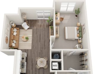 Grandin  1 Bed 1 Bath Floor Plan at South 16 At The Bridges, Roanoke, Virginia