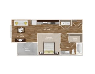 1 bedroom studio with a large balcony space at Park at Rialto Apartments, San Antonio