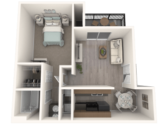 1 Bedroom 1 Bathroom Floor Plan at Oaks of Westlakes Apartments, San Antonio, TX, 78245