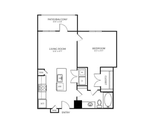 A1-2 Floor Plan at Addison Medical Center Apartments, San Antonio, TX