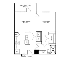 A1S Floor Plan at Addison Medical Center Apartments, San Antonio, Texas