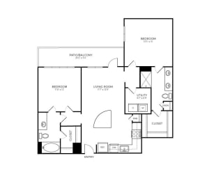 B1 Floor Plan at Addison Medical Center Apartments, San Antonio, Texas