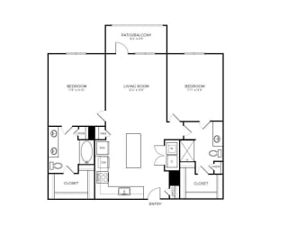 B2 Floor Plan at Addison Medical Center Apartments, San Antonio