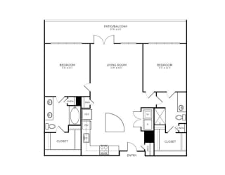 B3 Floor Plan at Addison Medical Center Apartments, San Antonio, 78229