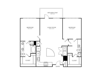 B3-1 Floor Plan at Addison Medical Center Apartments, Texas, 78229