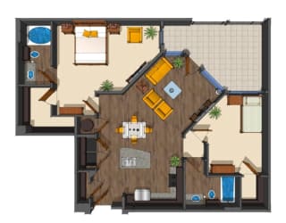 2x2 Bedroom at District at Medical Center, San Antonio, TX, 78229