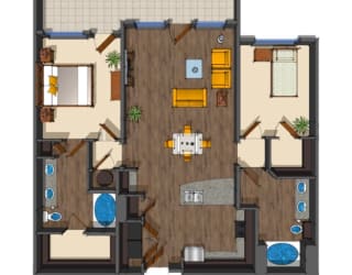2x2 Bedroom at District at Medical Center, San Antonio, TX