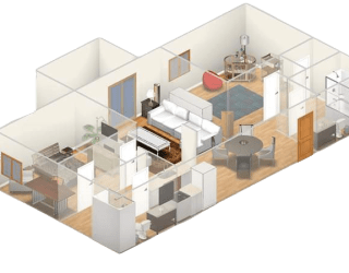 a floor plan of a home with a green and white color scheme