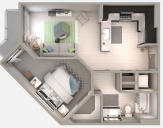 One Bedroom A1 Floor Plan at Centra
