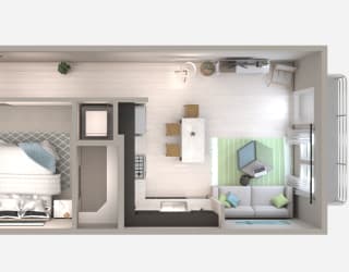 One Bedroom A2 Floor Plan at Centra